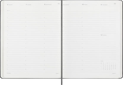 Moleskine Weekly Smart Planner PRO 12 Months 2025, Smart Planner PRO, Agenda 2025, Elastic Closure, Black Colour, Size Extra Large 19 x 25