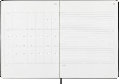 Moleskine Weekly Smart Planner PRO 12 Months 2025, Smart Planner PRO, Agenda 2025, Elastic Closure, Black Colour, Size Extra Large 19 x 25