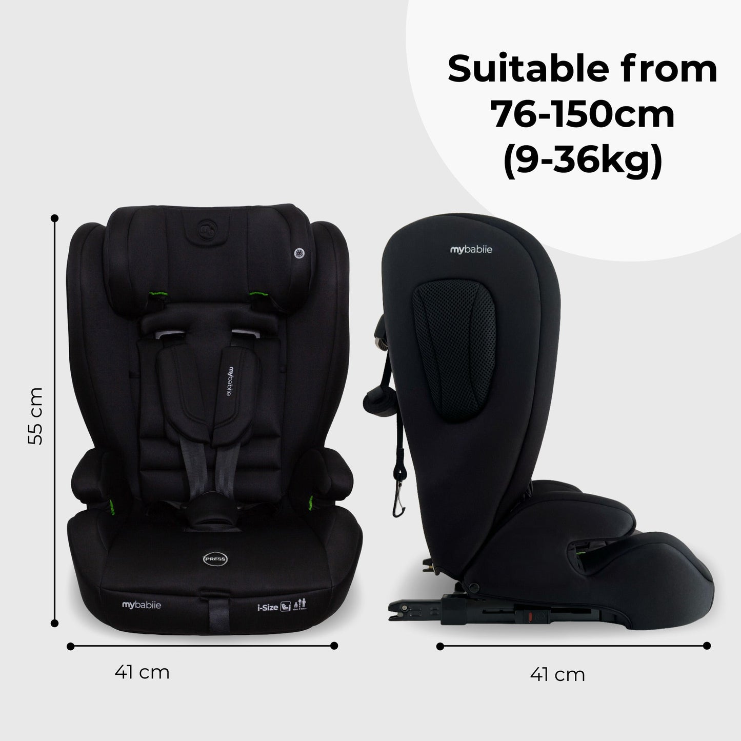 MBCS75 Toddler to Booster R129 Car Seat with ISOFIX - Black