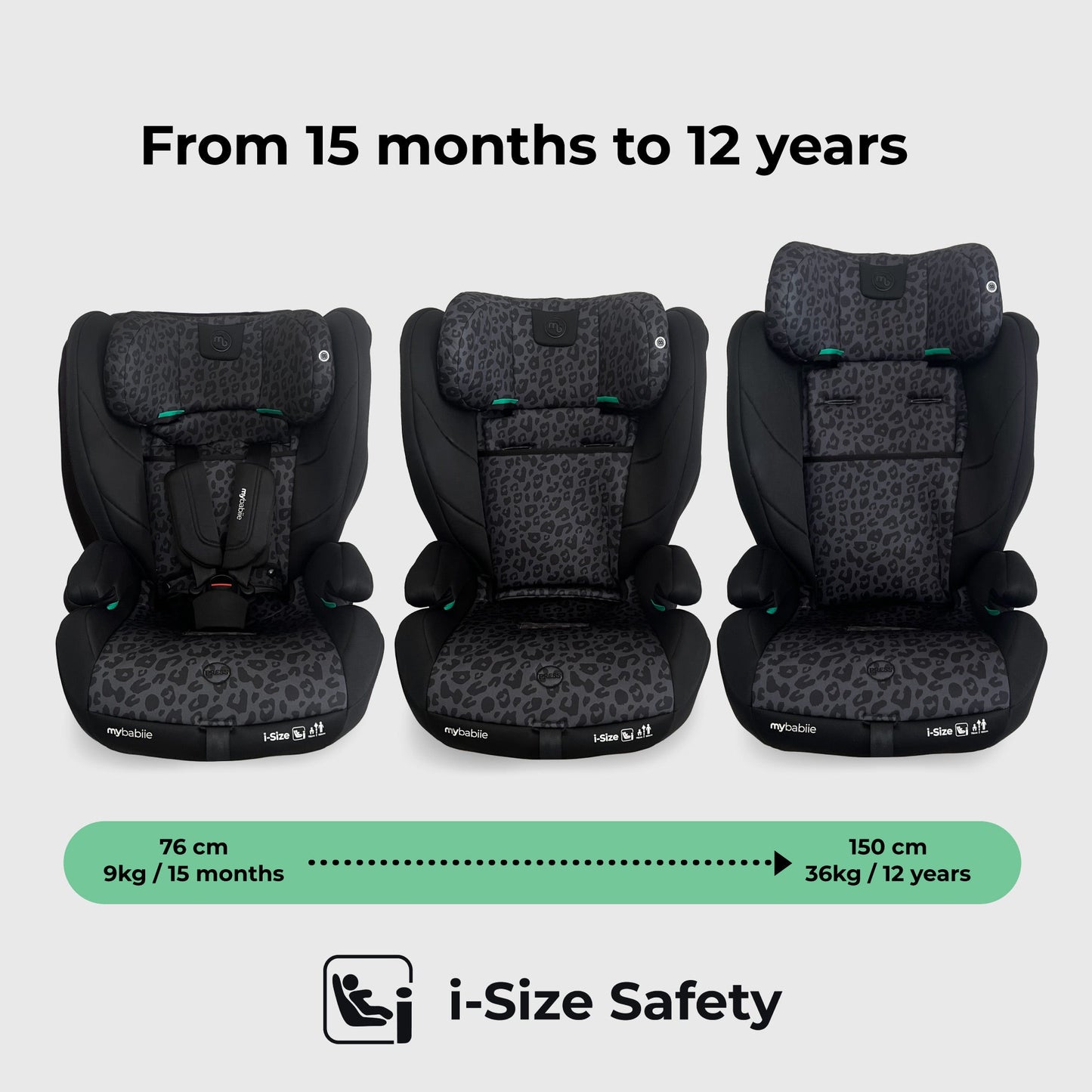 MBCS75 Toddler to Booster R129 Car Seat with ISOFIX - Black Leopard