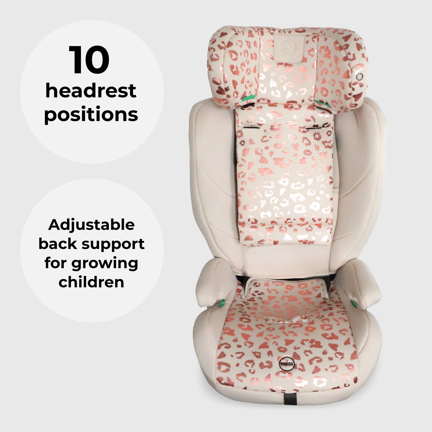 MBCS75 Toddler to Booster R129 Car Seat with ISOFIX - Pink Leopard