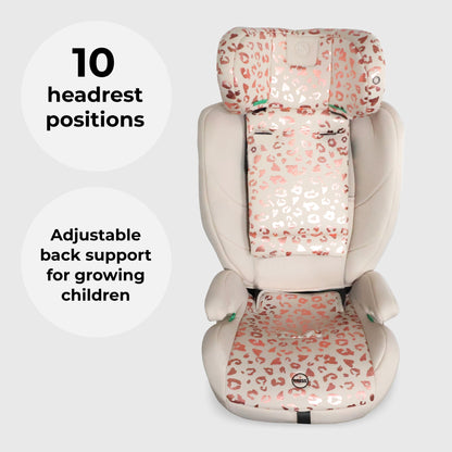 MBCS75 Toddler to Booster R129 Car Seat with ISOFIX - Pink Leopard