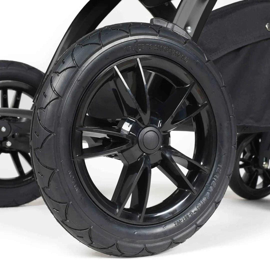 Ickle Bubba Stomp Luxe 12 Piece Travel System with i-Size Cirrus Car Seat & ISOFIX Base - Black / Midnight / Black