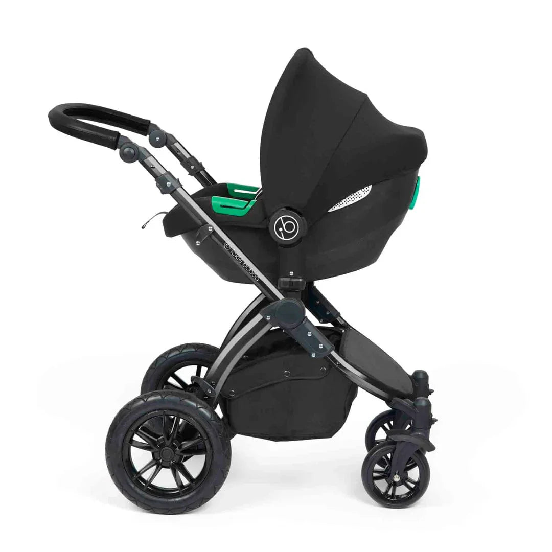 Ickle Bubba Stomp Luxe 12 Piece Travel System with i-Size Cirrus Car Seat & ISOFIX Base - Black / Midnight / Black