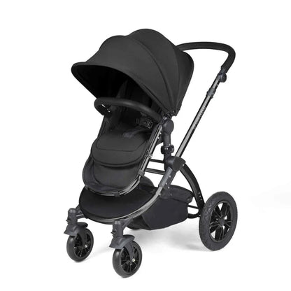 Ickle Bubba Stomp Luxe 12 Piece Travel System with i-Size Cirrus Car Seat & ISOFIX Base - Black / Midnight / Black