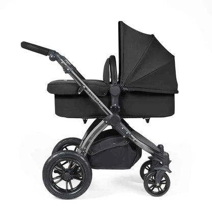 Ickle Bubba Stomp Luxe 12 Piece Travel System with i-Size Cirrus Car Seat & ISOFIX Base - Black / Midnight / Black