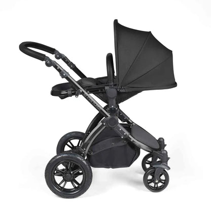 Ickle Bubba Stomp Luxe 12 Piece Travel System with i-Size Cirrus Car Seat & ISOFIX Base - Black / Midnight / Black